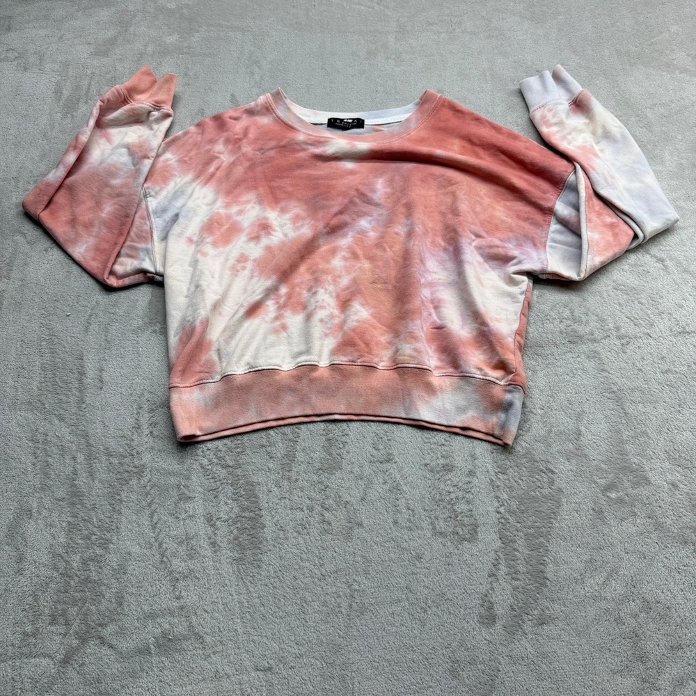 Trixxi Sweatshirt Women's Large Orange Tie Dye Cropped French Terry Loungewear